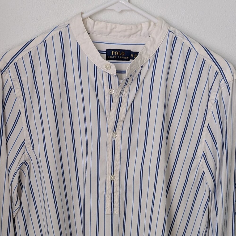 NWT Polo Ralph Lauren Women's Striped Half Button Down Shirt, 12 - Picture 2 of 4